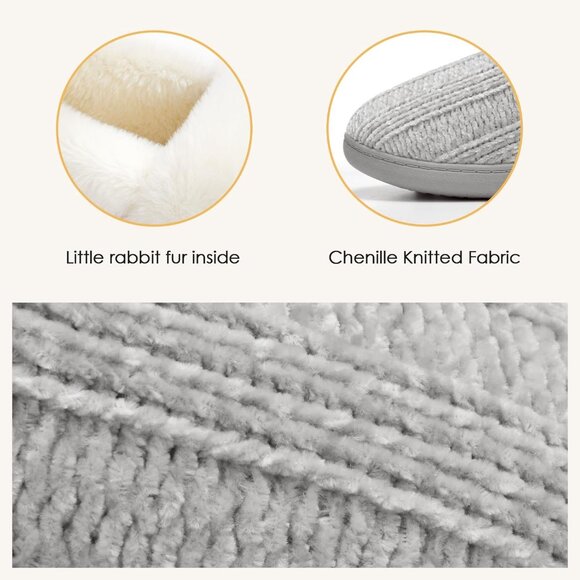 Luxurious Women's Memory Foam Slippers with Faux Fur - Cozy Comfort Size 10-11 - Picture 3 of 6